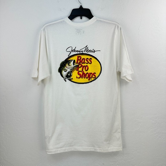 Bass Pro Shops Johnny Morris Tshirt Mens S White Cotton‎ Short Sleeve Pullover - Picture 2 of 8